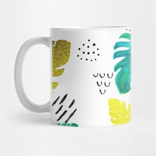 Monstera painting pattern watercolor tropical leaves Mug